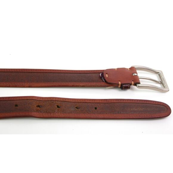 HandCrafted USA BROWN GENUINE LEATHER 1.25"Wd CASUAL DRESS MEN'S BELT 34/85 (t18 - Picture 14 of 14